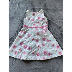 Janie And Jack Dress Girls 6 Blue Pink  Floral Garden In the Sky  Sleeveless